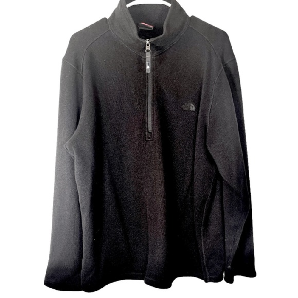 THE NORTH‎ FACE Black Half Zip Knit Fleece Sweater Mock Neck Men's L